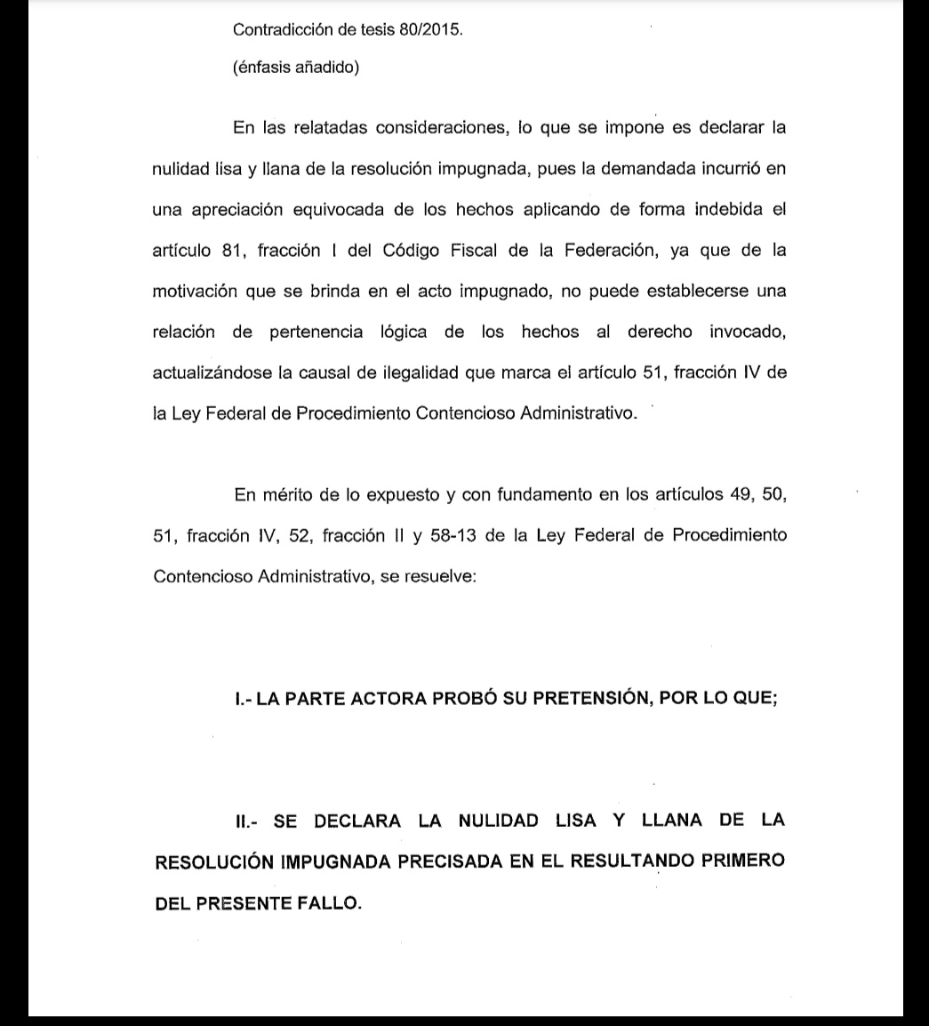 flaqo's tweet photo. Obtención de Nulidad Lisa y llana,por parte de nuestro despacho SSR esta vez por no respetar las multas del SAT el principio de tipicidad aplicable a la materia del derecho administrativo sancionador.
Si quieres la sentencia follow, retwittear y correo.
#defensafiscal #fiscalista https://t.co/bwIEwjgU4M