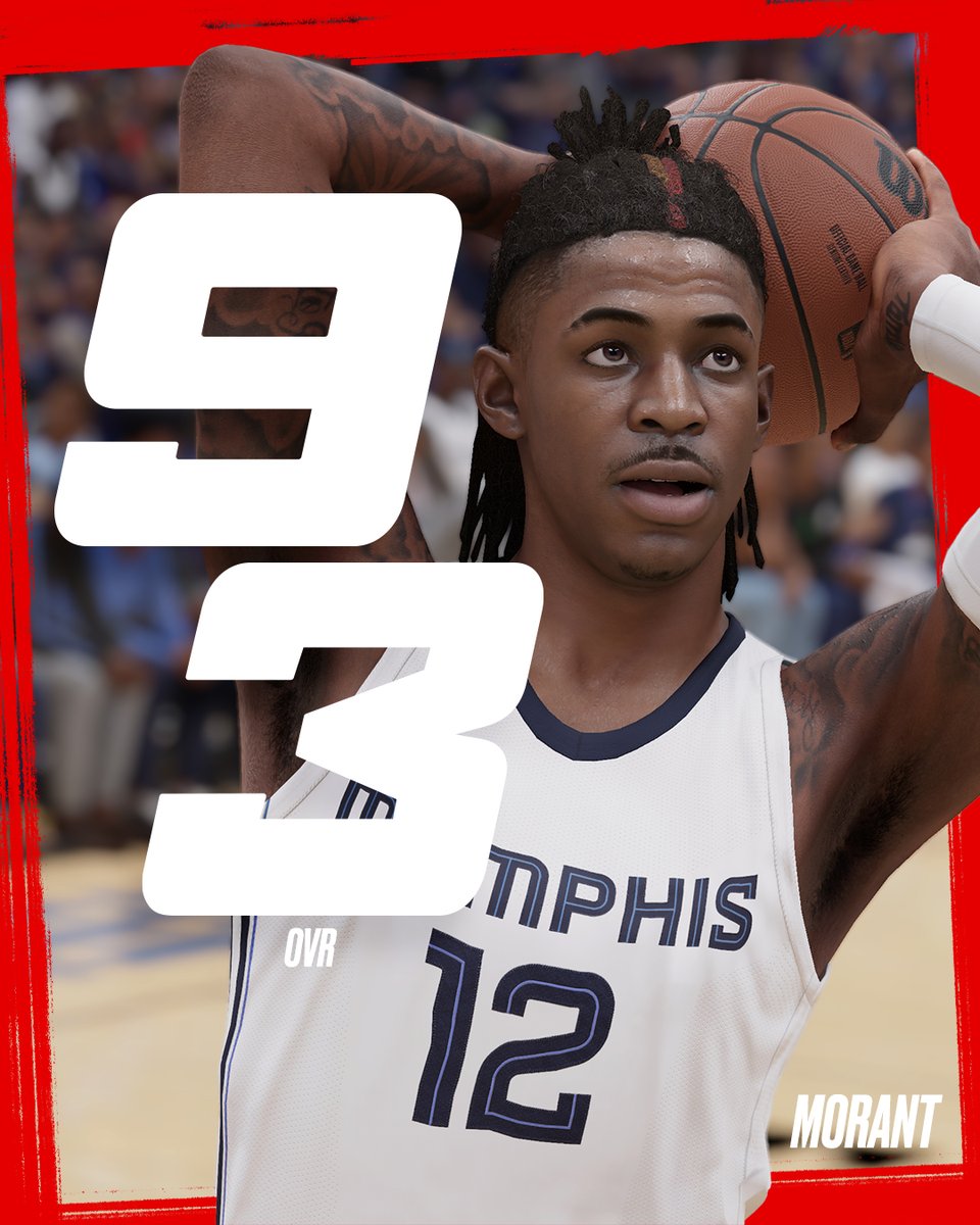 NBA2K's tweet photo. 🗣️ @JaMorant is a 93 in #NBA2K23

#2KRatings https://t.co/KYaKZ9cIcC