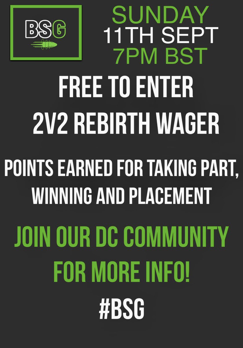 bsgaming_gg's tweet photo. UPCOMING EVENT!

⭐️ SUNDAY 11TH SEPTEMBER ⭐️ 

JOIN OUR DC FOR SIGN UP INFO ⤵️ 

https://t.co/PjNfAsz70M

#BSG #backshotsgaming https://t.co/I9kqHsvJwy