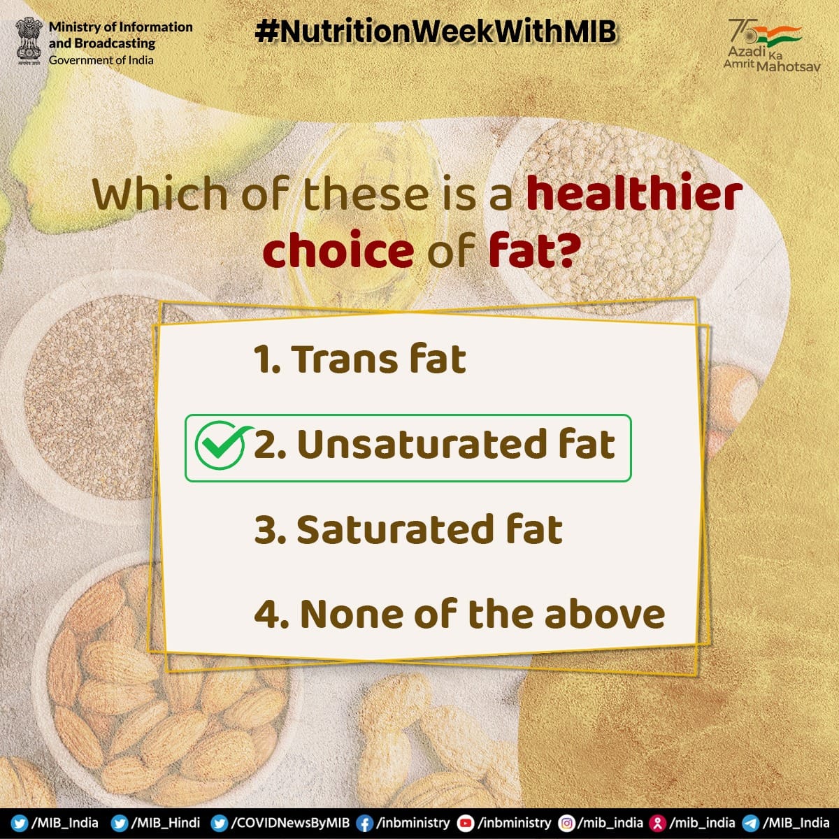 Ministry of Information and Broadcasting on Twitter "NutritionWeekWithMIB Answer for today's