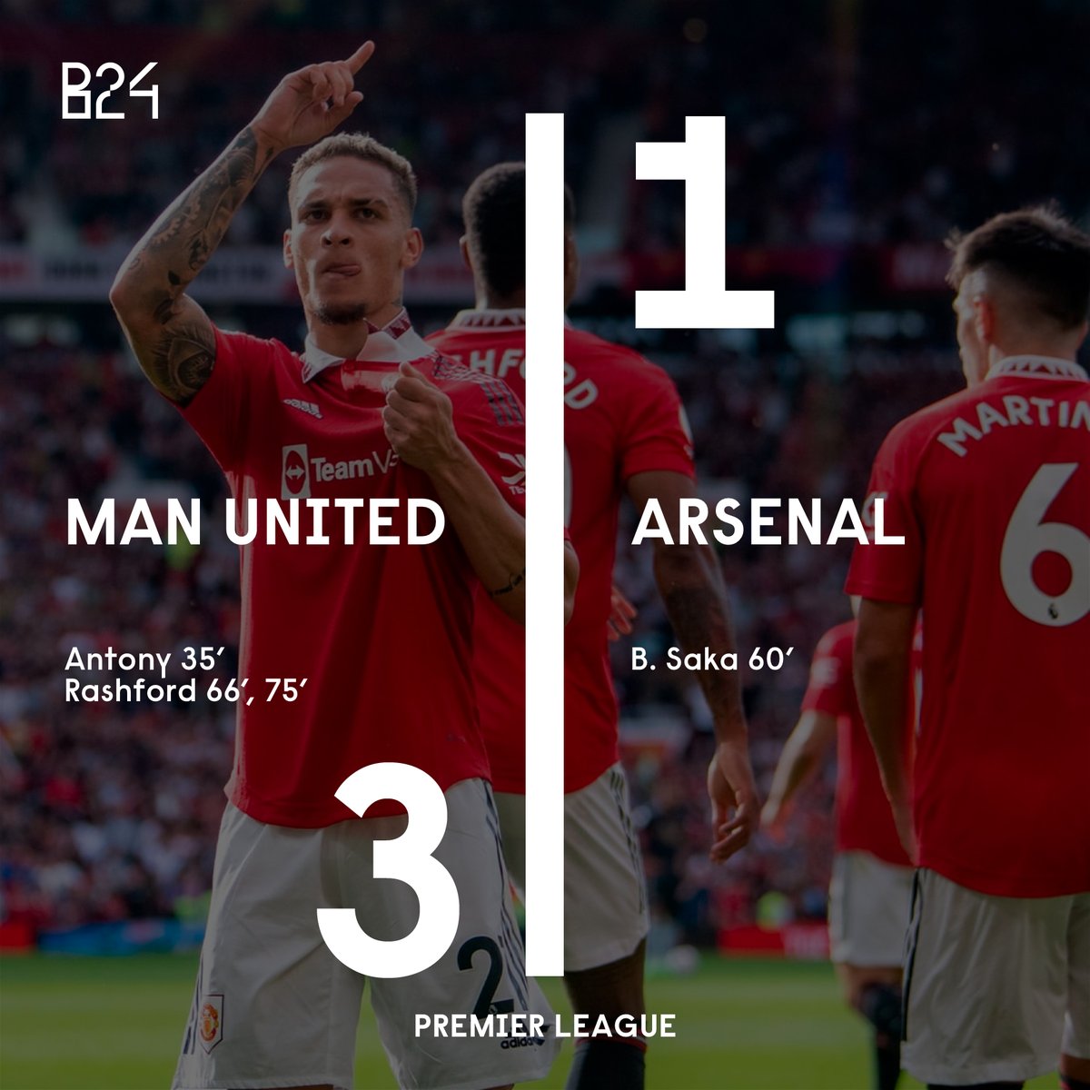 B24PT's tweet photo. Man United põe fim à invencibilidade do Arsenal! https://t.co/T20U67Q1QG