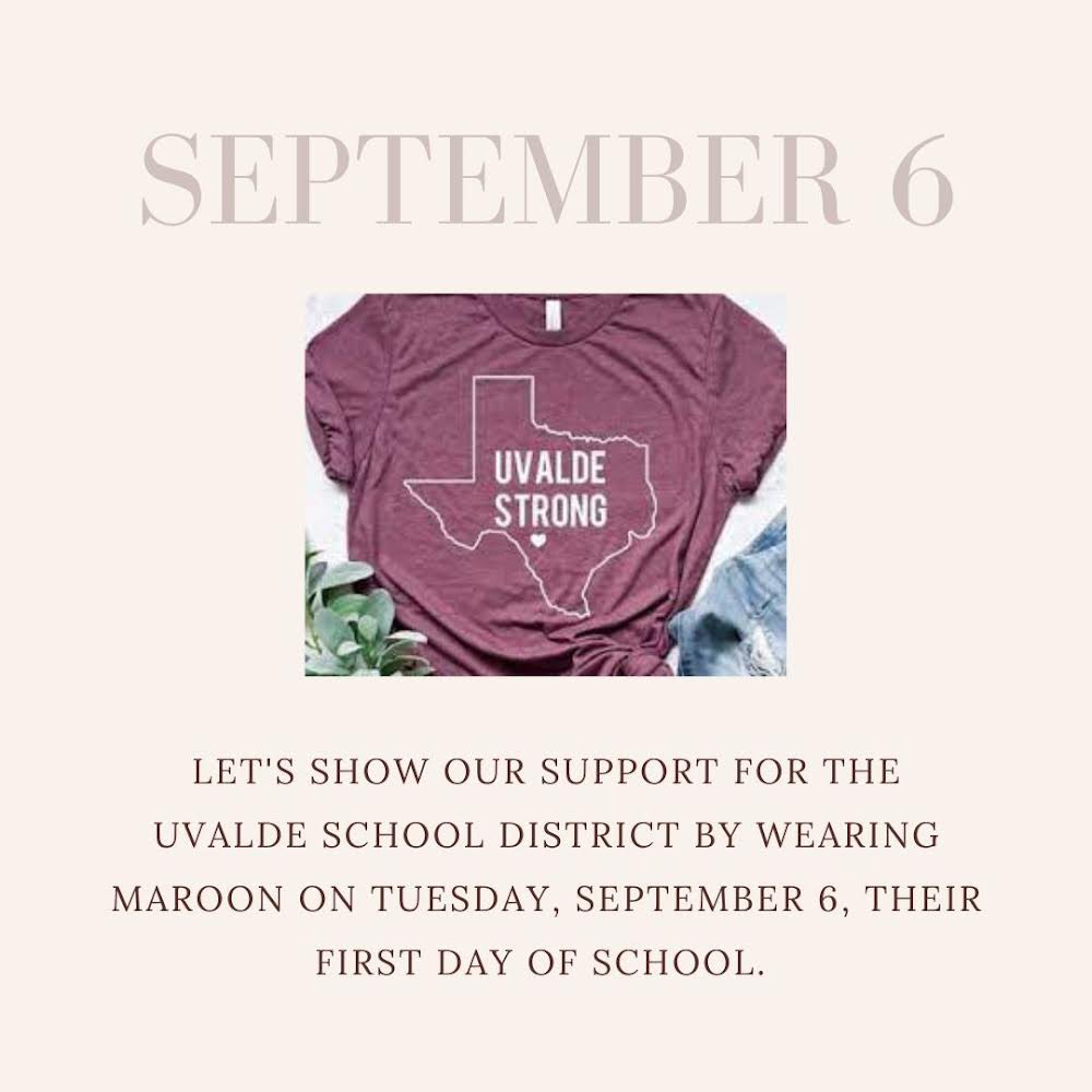 ♥️ Student Council is encouraging for staff and learners to wear maroon on Tuesday, September 6. #UvaldeStrong