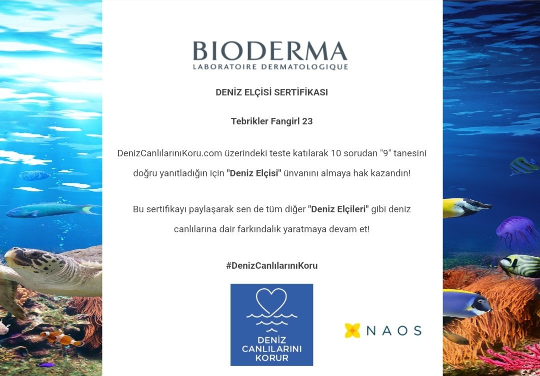 23__fangirl's tweet photo. I'm a marine ambassador like Ayça!!!!!!!
Done 👍
#seaambassador
@aycaaysinturan
@BiodermaTurkiye
#AyçaAyşinTuran https://t.co/di00QJIRqL