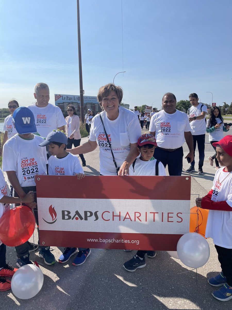 JaniceLukes's tweet photo. Pleased to join local community in the #JoyofOthersWalk to raise funds to support @BAPSCharities 13 cities in Canada this year! In the joy of others, lies our own hope! Good to be back in person for the walk! #Winnipeg #StNorbert https://t.co/FiZjO8HGUP