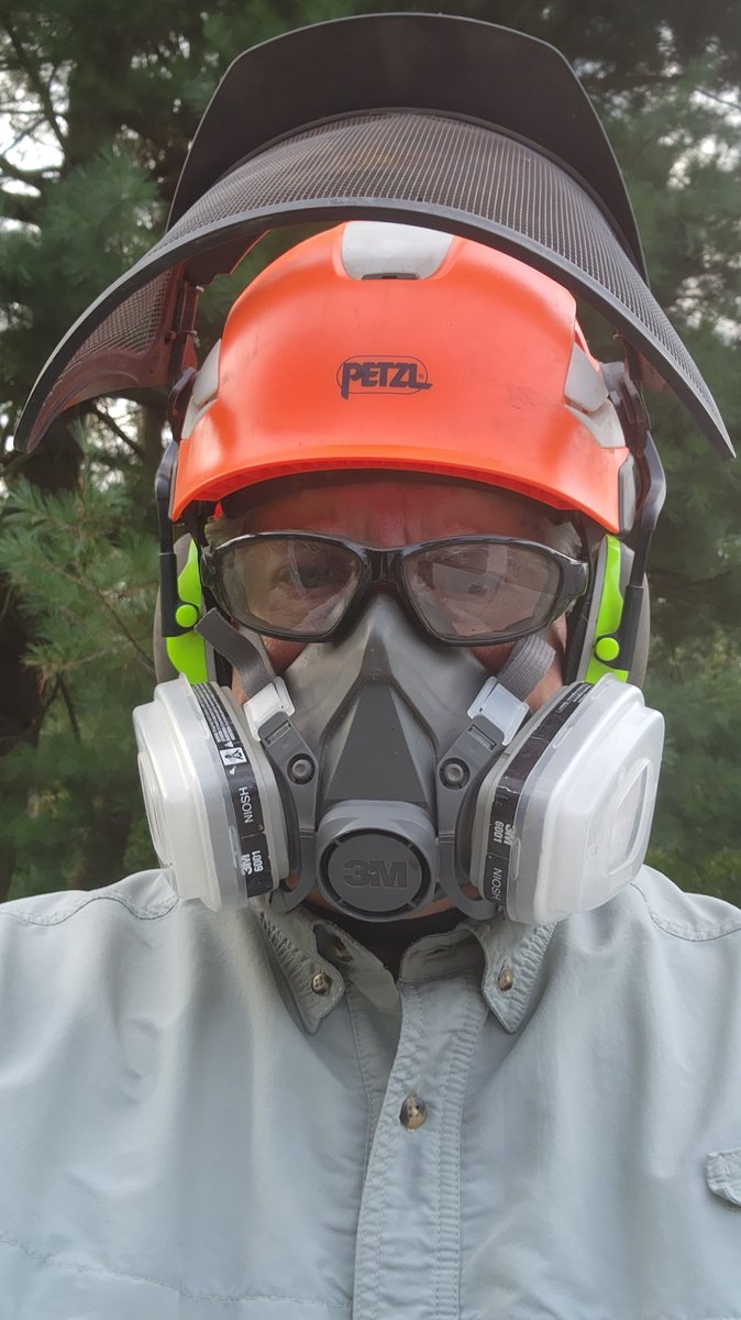 thestumpguru's tweet photo. Got sick on Wednesday from grinding toxic black locusts all day despite wearing a mask 80% of day. Went max #PPE, yesterday, when I went back to finish up. #stumpgrinding #blacklocust #toxictree #chestercounty https://t.co/oInXHn7jSS