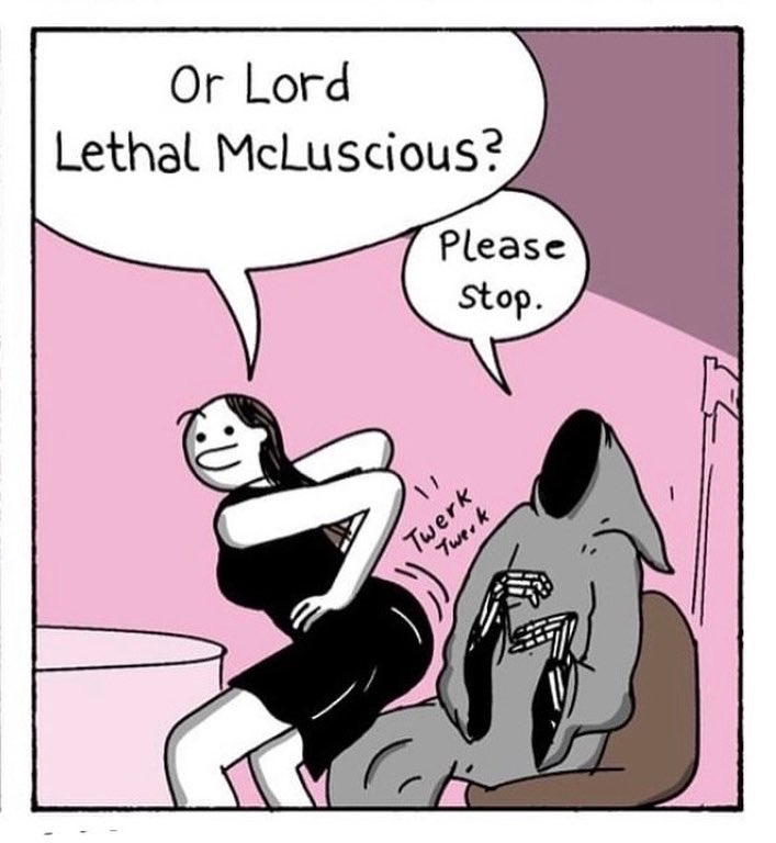 teatime_reaper's tweet photo. when death is your chosen path, starting a relationship can be tough . . . so many weirdos!
.
ππ #grimhumor via the awesome @war.and.peas #letsputasmileonthatface #sundaymorningfunnies #whysoserious
.
#βοΈβ³π
#TeaTimewiththeReaper : true story . . . https://t.co/AZFjIWlGwt https://t.co/iHjzFkvs9H