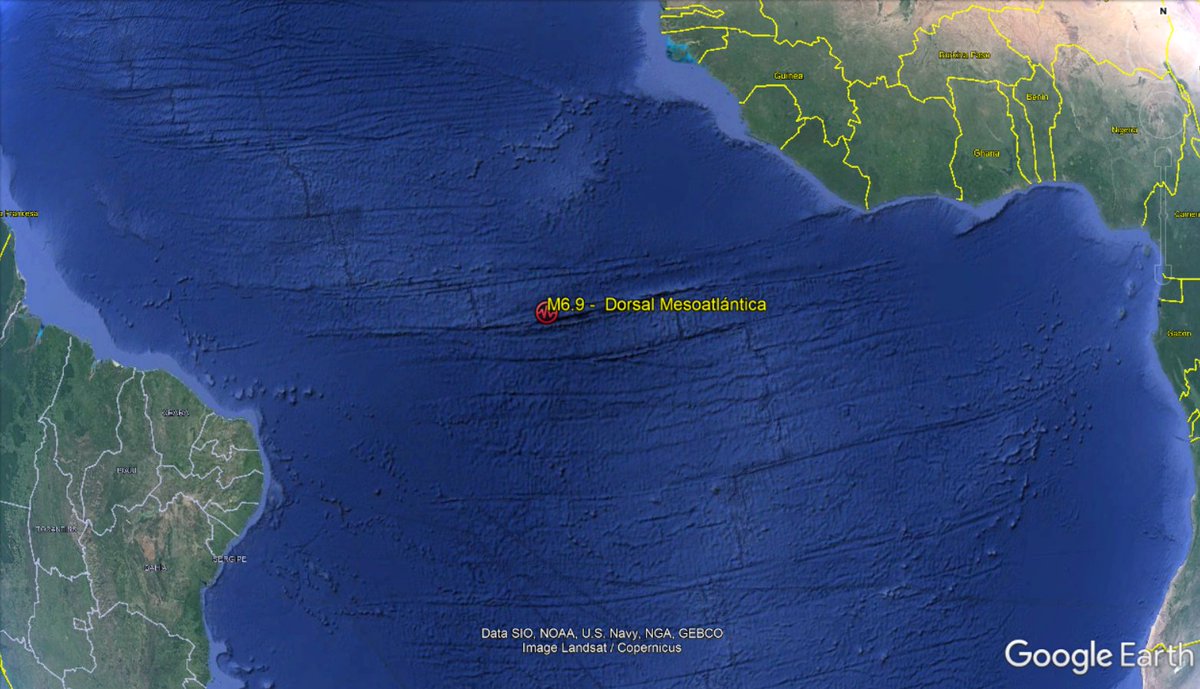 SismoMundial's tweet photo. 🔂Actualización: Un sismo de magnitud 6.9 se registró este domingo a las 09:42 UTC en la Dorsal Mesoatlántica Central, Atlántico Sur, a una profundidad de 10 km. Sin alerta de tsunami ni daños a personas ni a infraestructuras.

Datos de USGS: https://t.co/t4bTIeAko7 https://t.co/6uIB6oYZWX