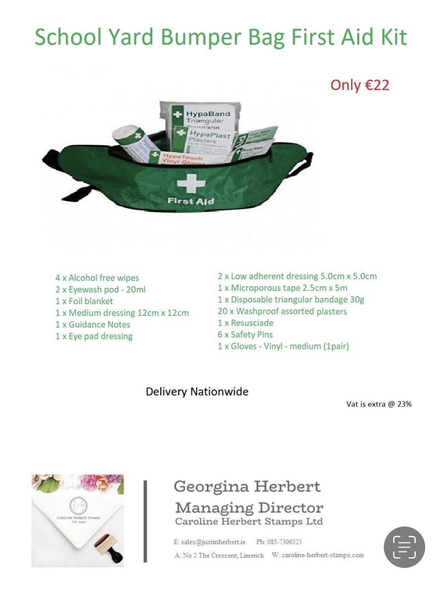 Email your orders to firstaid@justinherbert.ie