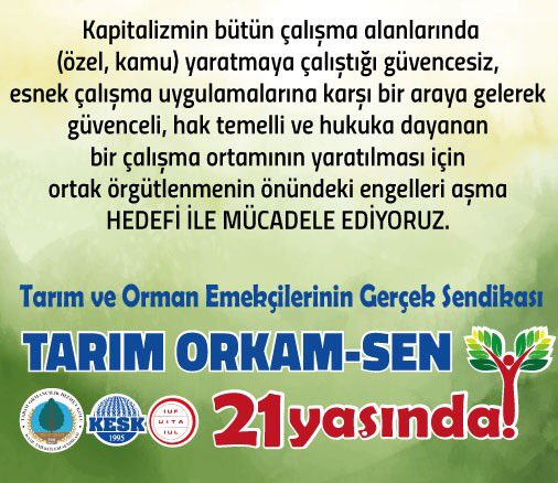 dara_ahmet's tweet photo. Güvenceli iş! Güvenli gelecek için tarım Orkam-sen de örgütlen .yaşasın KESK yaşasın tarım orkam-sen #TarımOrkamSen21yaşında https://t.co/EJJXFURLCc