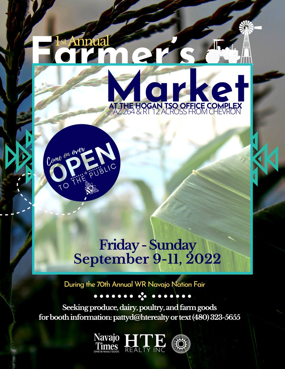 hsilentman's tweet photo. Farmers with produce and goods to sell wanted. Sell your produce at the Navajo Nation Fair in Window Rock. Contact HTE Realty for booth information. https://t.co/wjmuxBImLE