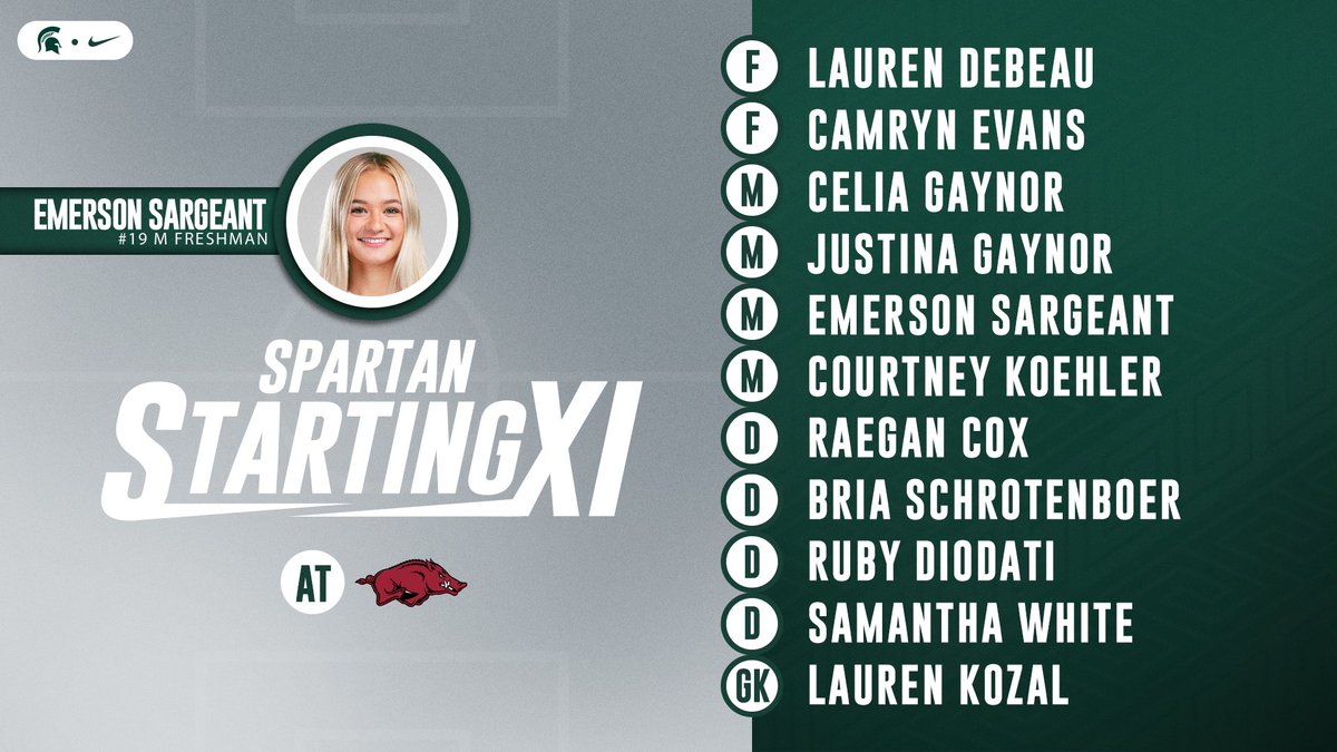 It’s a big one this afternoon in the Ozarks… here’s your SPARTAN STARTING XI

#GoGreen