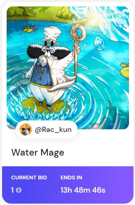 💧💫 Water Mage ✨

The auction has started on <a href="/formfunction/">Formfunction</a>

Current bid is 1 $SOL
The auction ended in 13hr.

🔗formfunction.xyz/@Rac_kun/9HtZu…

Big thanks for your support🥰🥳 <a href="/Cre8tivPrime8/">Cre8tivPrime8</a> 

#SolanaNFTs #formfunction #Solana #SolanaNFT #SOL  #SolanaCommunity #NFTcollectibles