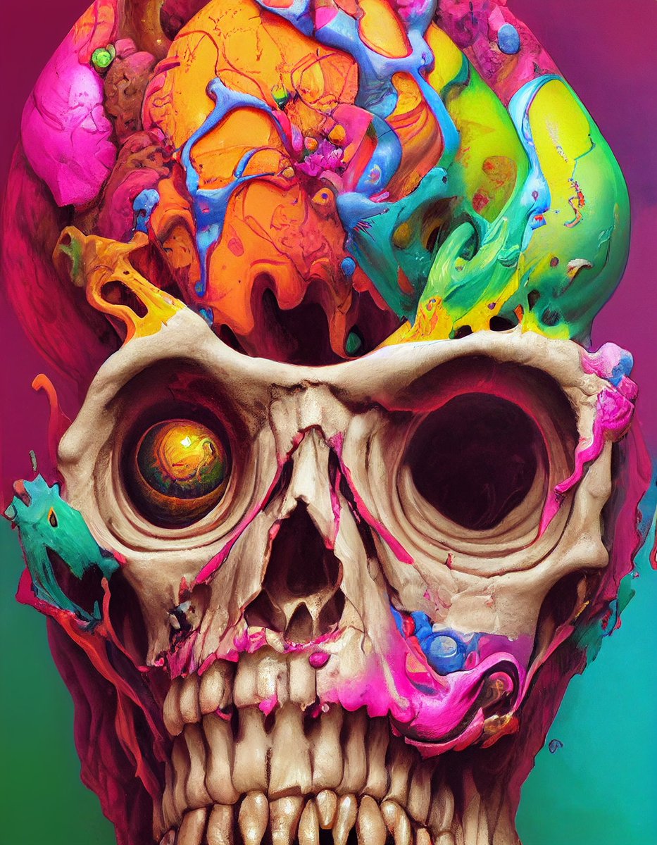 ailuanni's tweet photo. Generative art by Midjourney (remaster).
#trippy #skull #horror #midjourney #Skeleton  #trippyart #psychedelicart #generativeart #aiart #digitalart #abstractart #digitalpainting #surrealism  #psychedelic #halloween #zombie #midjourneyremaster #darkart #horrorart #fungi https://t.co/A19MgeUwYK