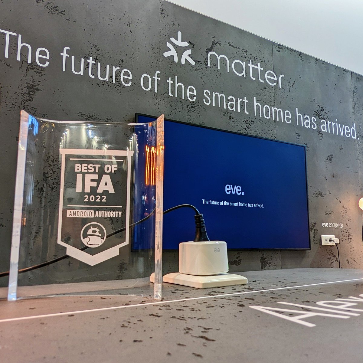 AndroidAuth's tweet photo. When the Matter standard rolls out later this year, @meeteve will be right there on the front line supporting all platforms, earning it a #BestOfIFA2022 award at #IFA2022 https://t.co/7pZ31xUhhy