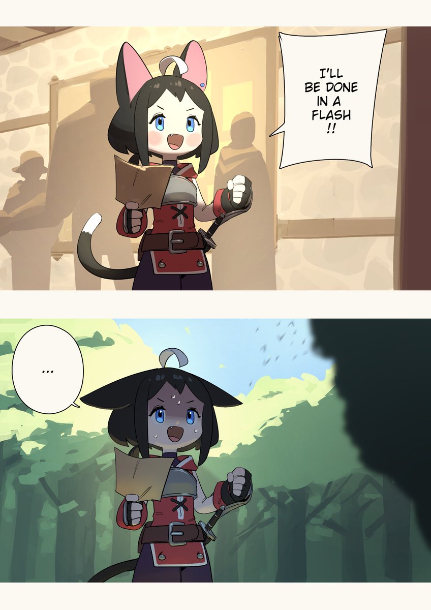 The Red Cat's Adventure 
- First Quest 📜

(Reading from left to right) 