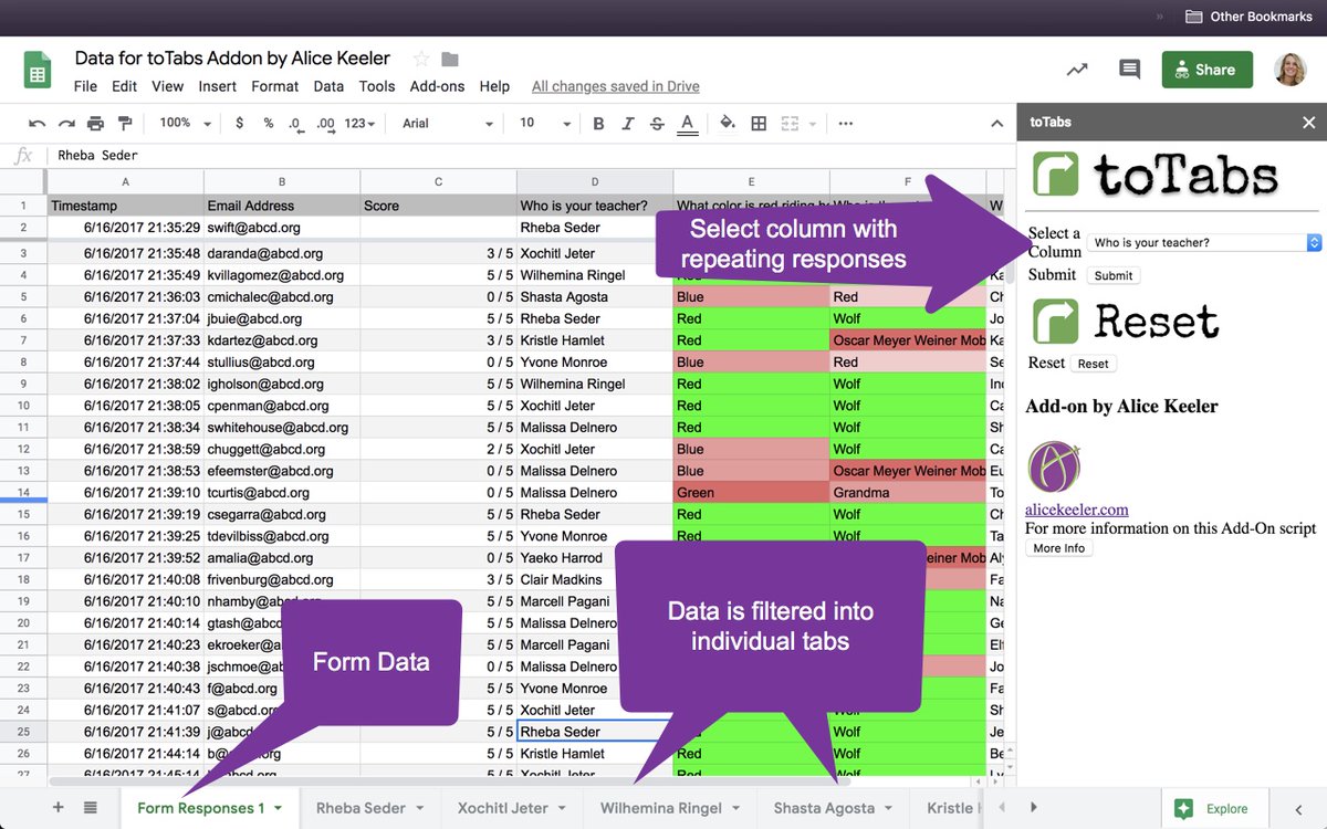 alicekeeler's tweet photo. toTabs Add-on! Filter Google Form responses to individual tabs. 

https://t.co/wUOhL4RTPO https://t.co/gwq8GR8M6O