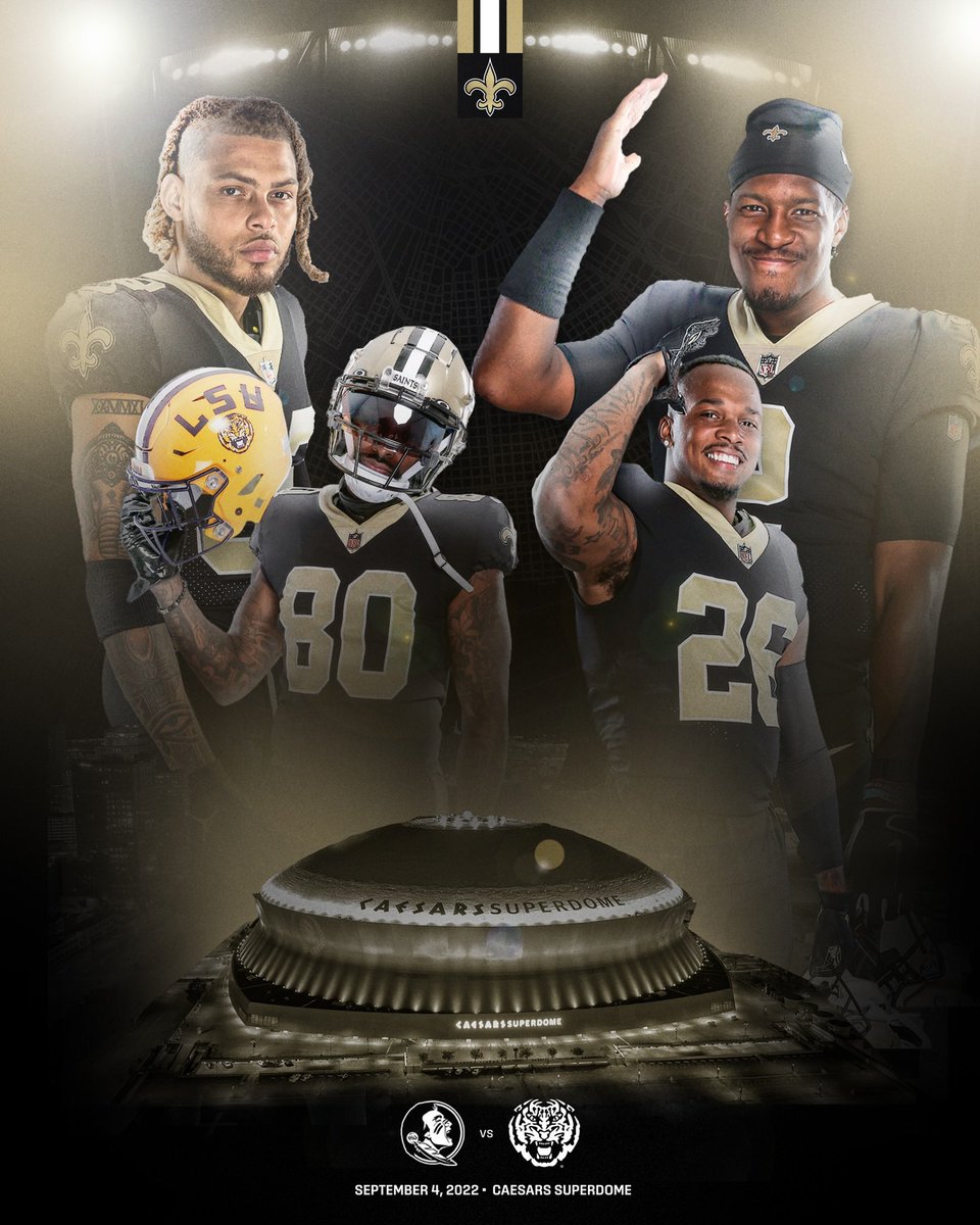 Saints's tweet photo. Big game in the @CaesarsDome tonight: 

@LSUfootball vs. @FSUFootball 👀 https://t.co/I3odvwMjrj