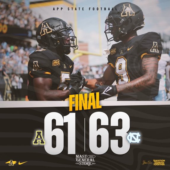 Omg!  What an unbelievable game!  Didn’t love the outcome but loved the show my mountaineers put on at The Rock yesterday!  Standing room only!  #AppState
