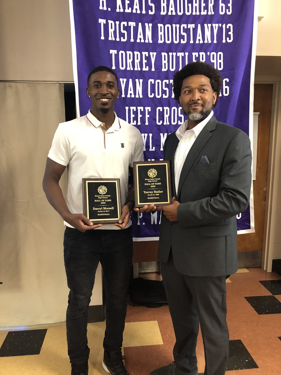 MSJ_Basketball's tweet photo. Congratulations to Torrey butler and Darryl morsell  (@410D_ )  as they enter the @MSJGaels athletic hall of fame . 

2 of the toughest most versatile players to rock the purple ! https://t.co/SBJoLkwc8t