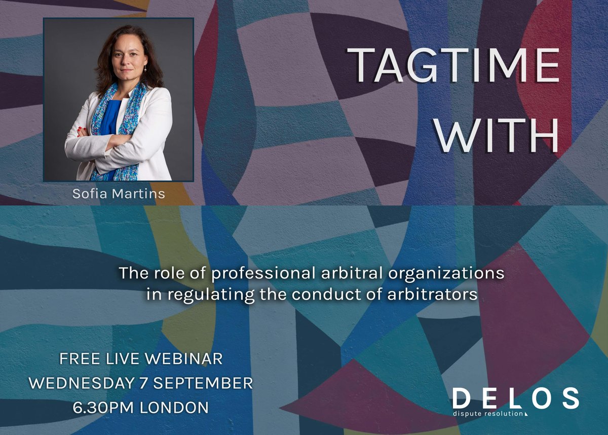 Did you miss us?

Join Kabir Duggal and me on Sept 7, 2022 (6:30 pm London), for the first episode of Season 6 of Delos Dispute Resolution's #TagTime webinar series. 

We will welcome Sofia Martins to the show. 

Register here: delosdr.org/index.php/tagt…