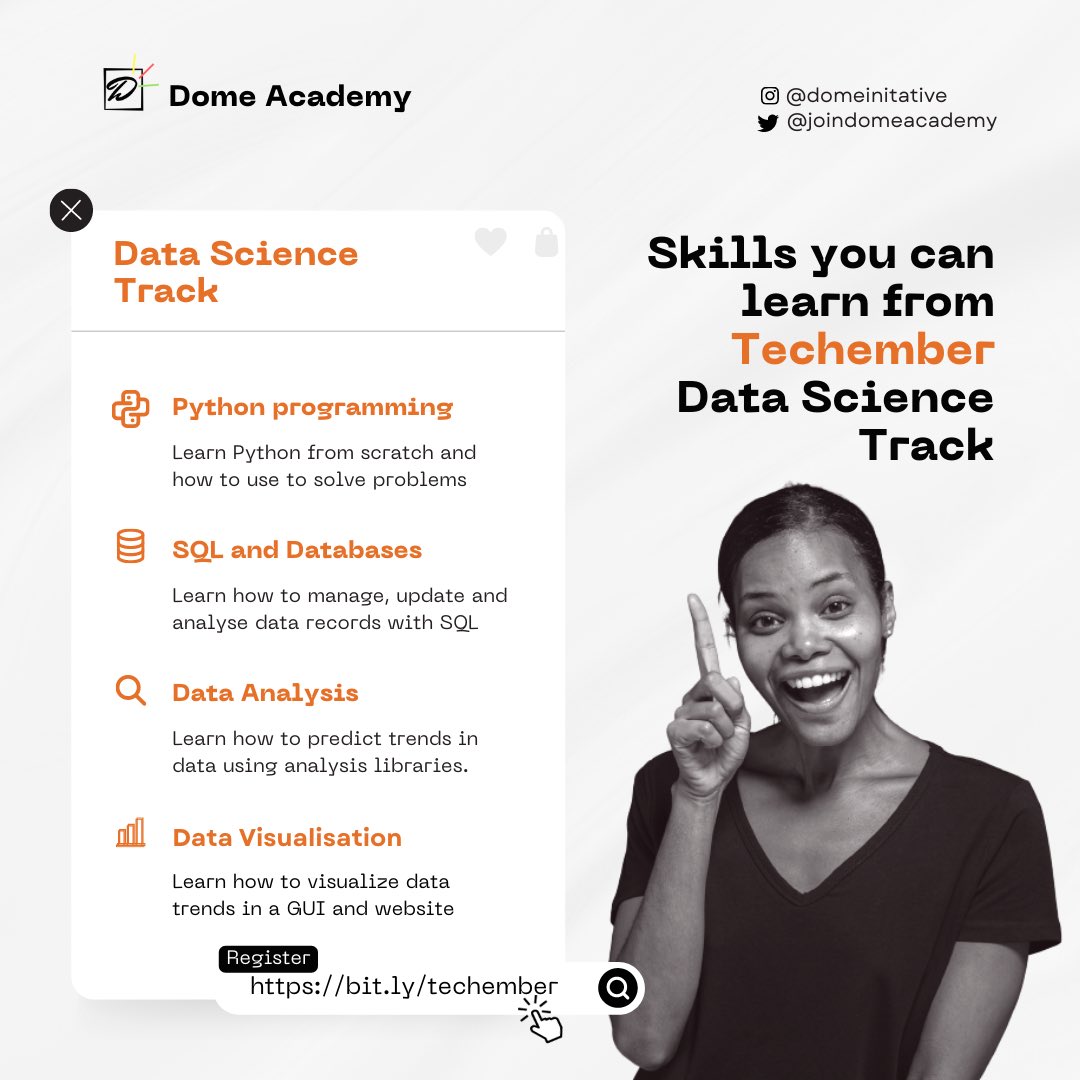 Always wanted to learn Data Science?
You can register today —> bit.ly/techember