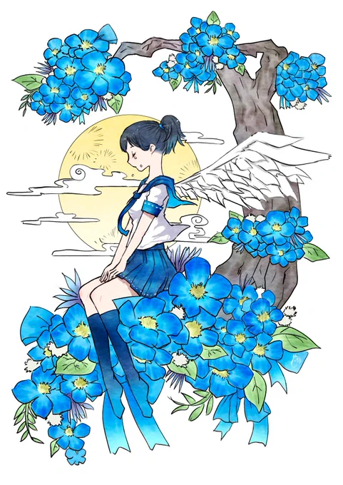 今日の横顔。女の子と休憩#メディバンペイント#オリジナル 