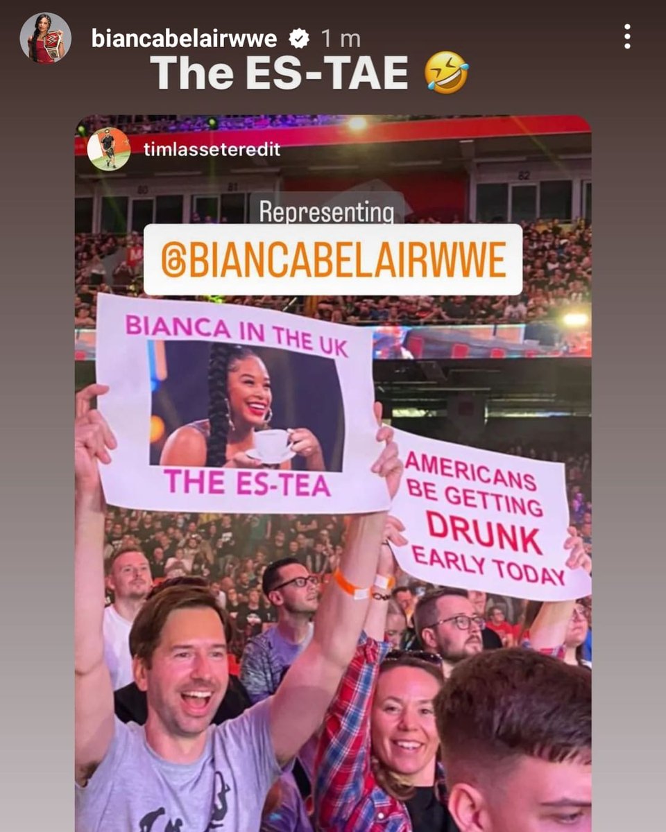 Had so much fun at Clash at the Castle, the crowd was crazy and we even made it into <a href="/BiancaBelairWWE/">Bianca Belair</a>'s Instagram story 🙌💪#clashatthecastle #wwecastle #WWEClash #WWEClashAtTheCastle #wwe #cardiff #uk #biancabelair