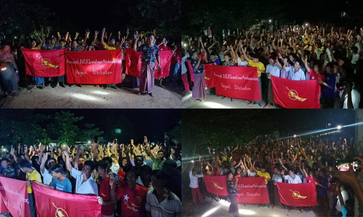 KMohsoe's tweet photo. Anti-coup revolutionary strike in Sagaing's Yinmabin district, Pale township.  #2022Sept4Coup #AcceptNUGRejectMilitary #UKyawMoeTunIsOurAmbassador #WhatsHappeningInMyanmar https://t.co/anL481LwzM