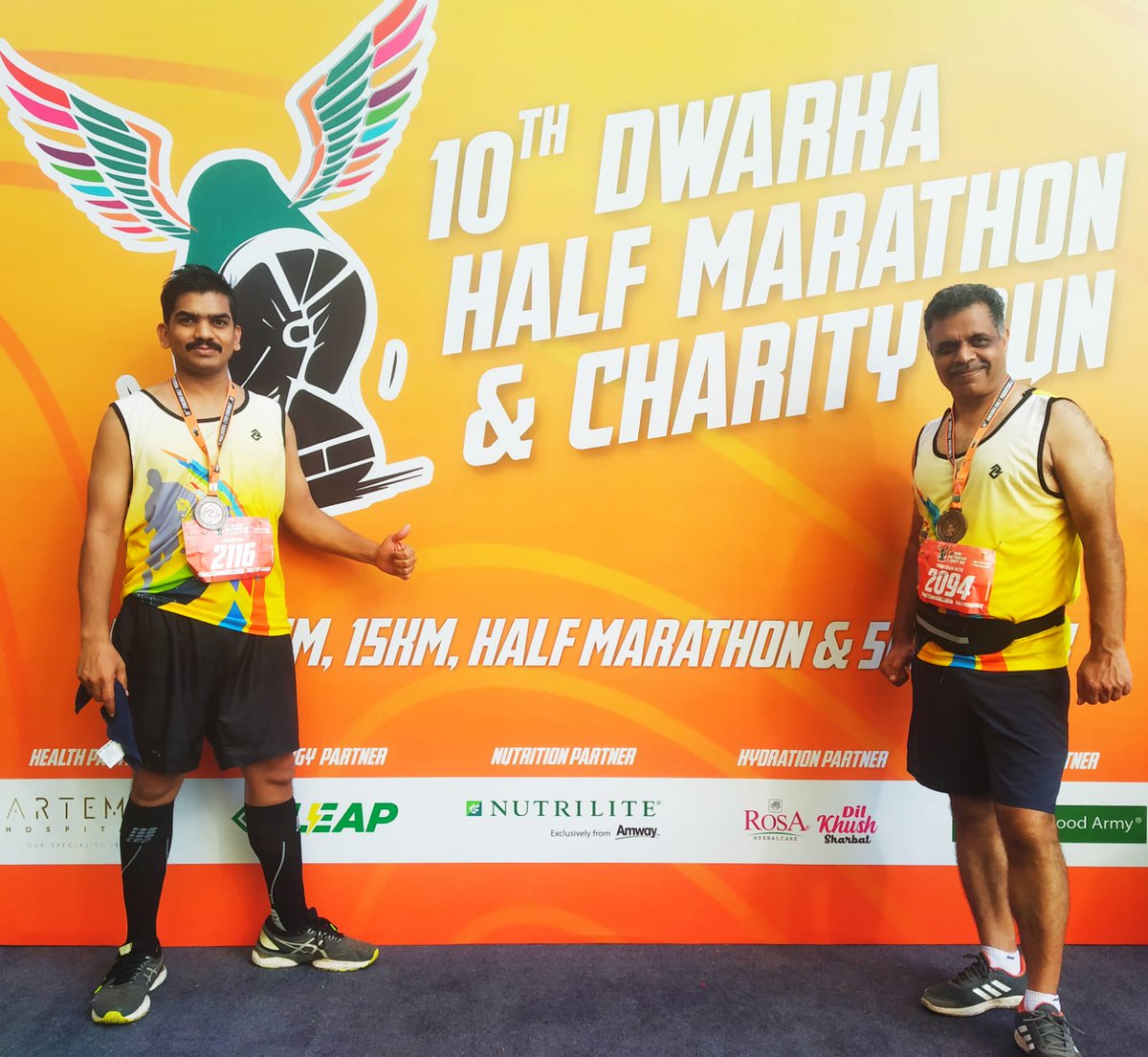 DirectorLHMC's tweet photo. Champions of Lady Hardinge Medical College Dr Pawan Kumar Rattu (Surgery) and Dr Ravinder (Pharmacology) completed 10th Dwarka Half Marathon and Charity Run in 2 hrs 10 mins on 4th Sep 2022.
Heartiest congratulations! https://t.co/X9ZonTpaOS