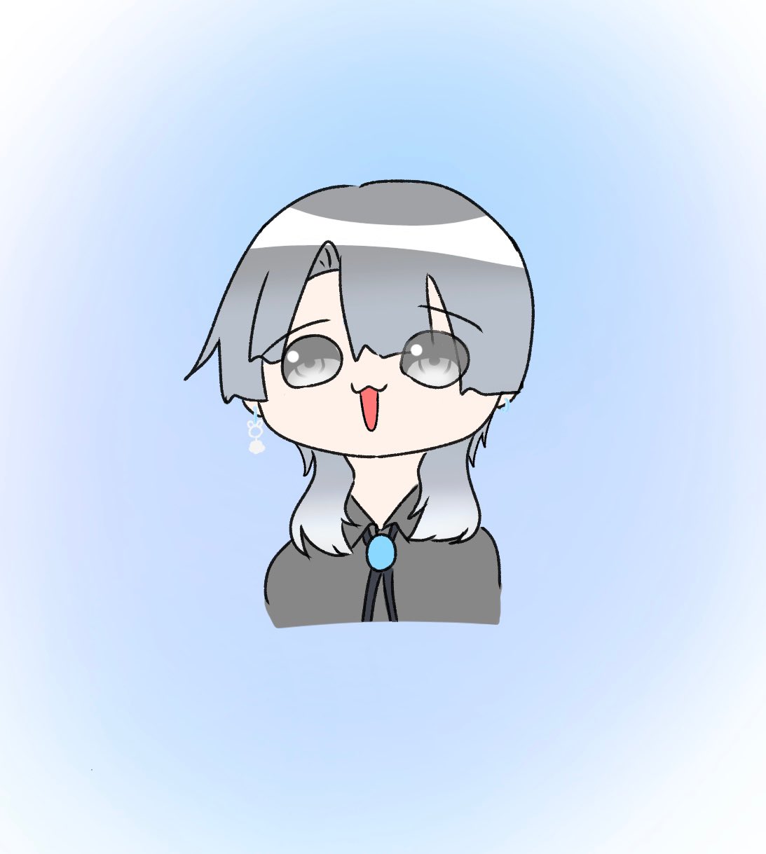 氷雨 ひさめ ﾟ氷雨のコテキャラ詳細説明 ﾟ 髪型 襟足長い 左前髪ふわっ ぱっつん気味の前髪 髪色 グレーと青みがかったグレー グラデで毛先白っぽい ピアス 左耳 リング 右耳 うさぎ型チャーム しっぽモチーフポンポン 服装 ループタイ