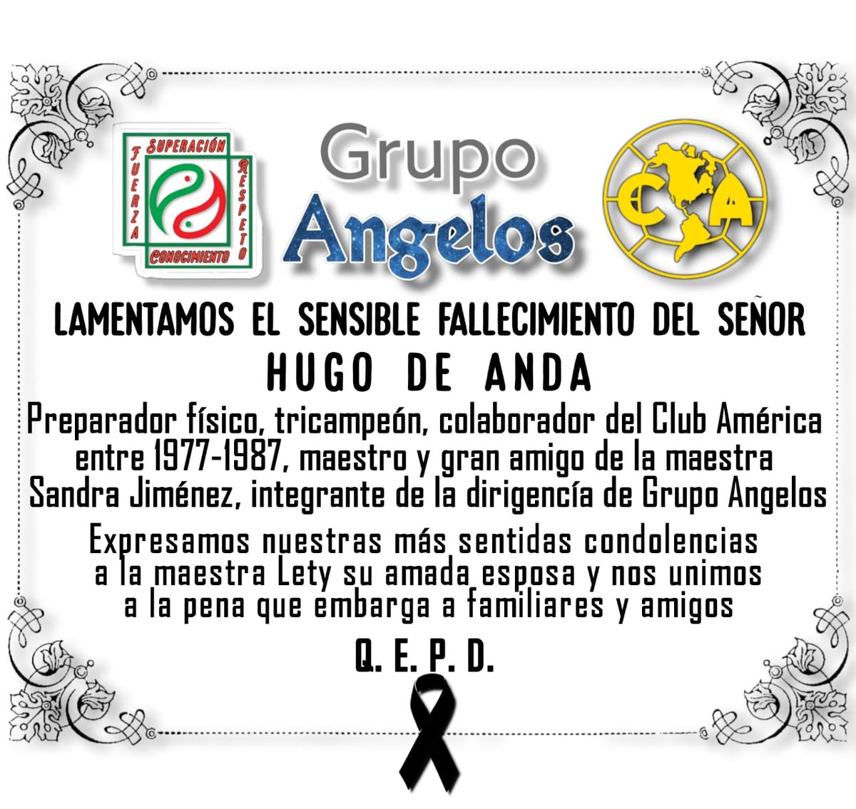 SandraXimenez4's tweet photo. Gracias maestro Hugo De Anda por ser un excelente docente, tus alumnos y amigos te recordaremos por siempre. 
Un fuerte abrazo con mucho cariño a su amada esposa la maestra Lety Gutiérrez, sus alumnos le amamos. https://t.co/bzFxzCcKrO