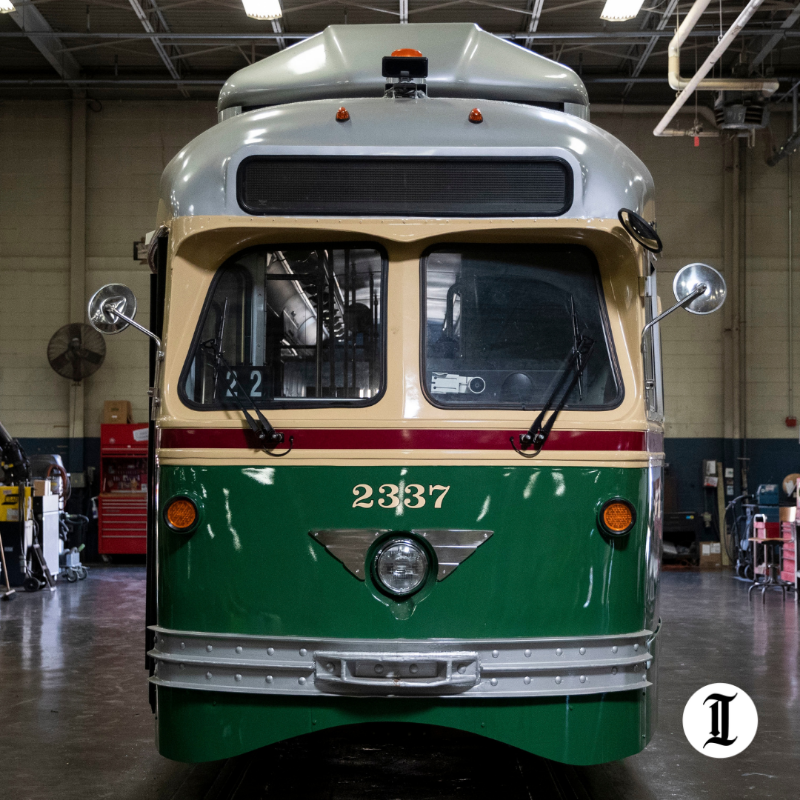 PhillyInquirer's tweet photo. Every workday for 30 months, SEPTA restorers have been taking apart and rebuilding the city’s famous 1947 PCC II trolleys for an eventual return to Girard Avenue.

“You know, you hear that bell going and it brings back good memories...People just feel attached to the trolleys.”