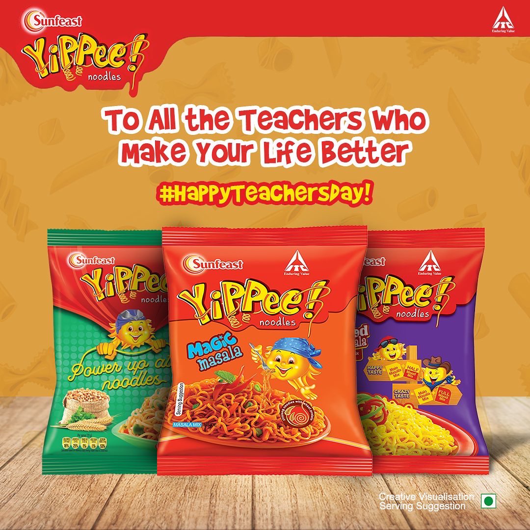 To all the teachers who make your life better! Enjoy a bowl of the better noodles with them! Sunfeast YiPPee! wishes all a #HappyTeachersDay #Sunfeast #SunfeastYiPPee #YiPPeeNoodles #YiPPee #TeachersDay