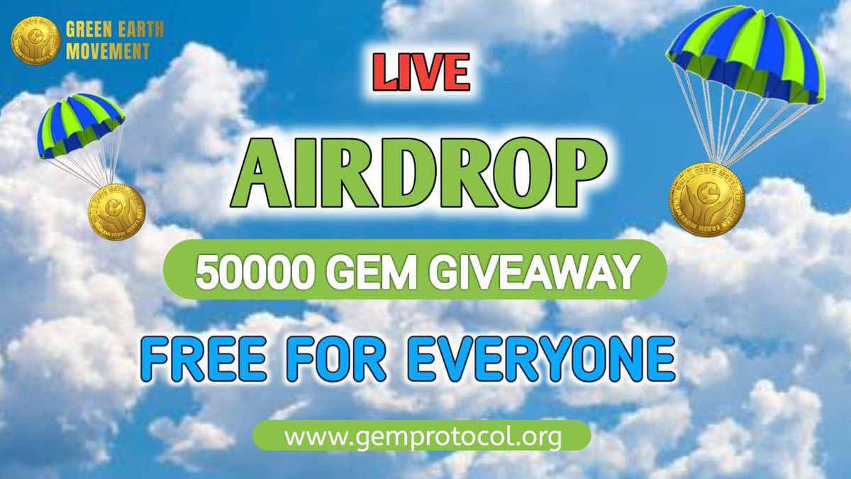 New Airdrop: GEM Protocol 
Reward: 5 GEM tokens
Distribution date: 10 September, 2022

🔗Airdrop Link: t.me/GemProtocol_Ai…

- Complete all tasks of the airdrop
- Submit your BSC wallet address
- For 10,000 Random Lucky participants

- Per valid referrals get 1 GEM tokens