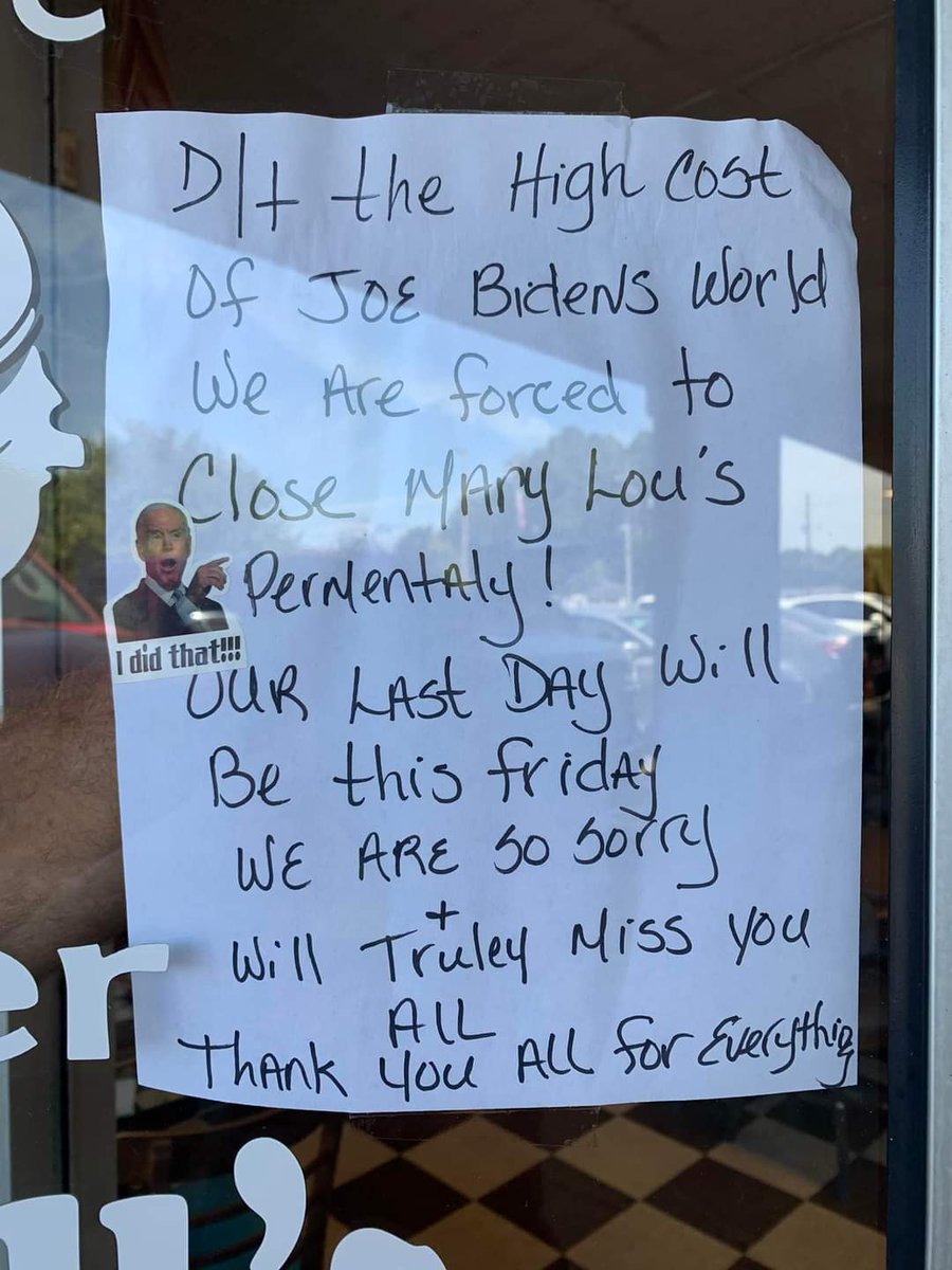 BrandonLBradfor's tweet image. It's Biden's fault that your burger cafe, that was only open from 6:00 a.m. to 2:00 p.m., and closed on Saturdays, couldn't make money??