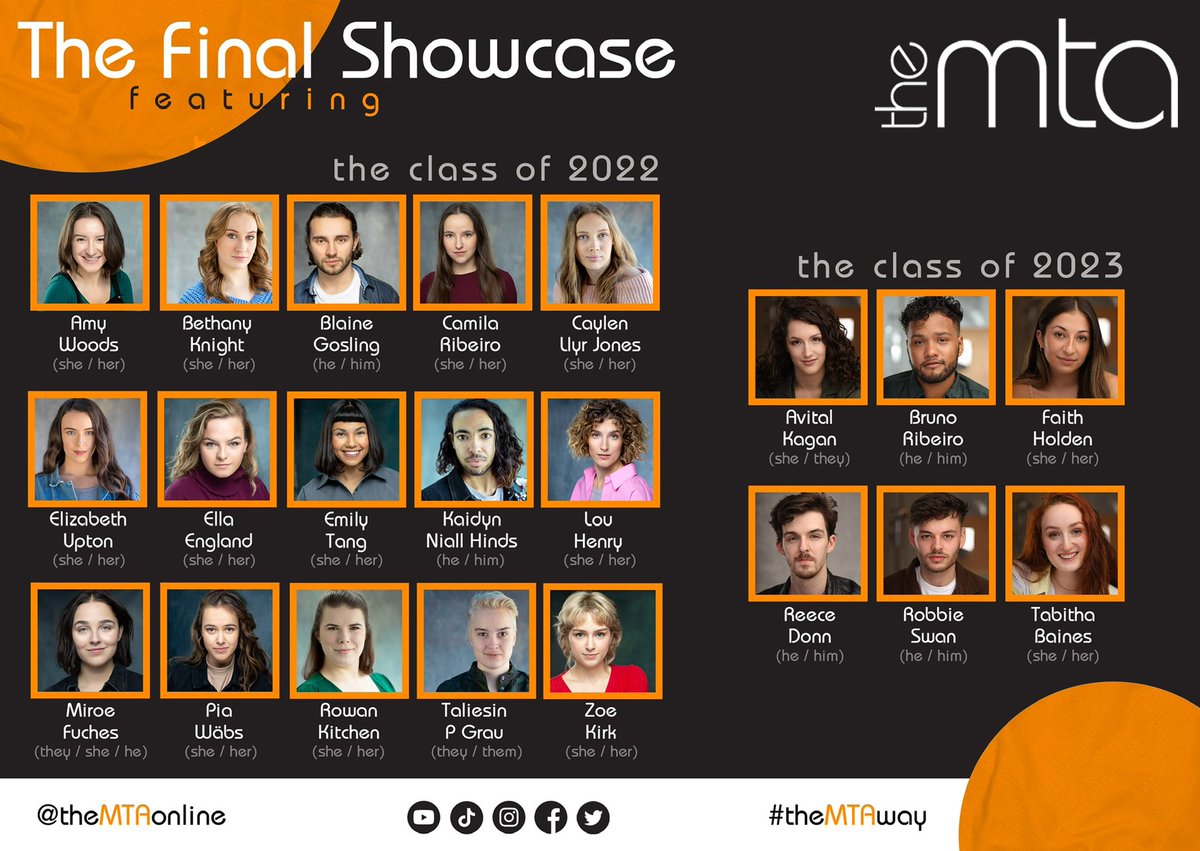 We can’t wait to introduce you to the classes of 2022 &amp; 2023 next Friday. Probably a good time to say that they ALL have either secured agent representation or are currently considering offers #theMTAway #theFinalCountdown 
1/3

leicestersquaretheatre.com/the-mta-showca…