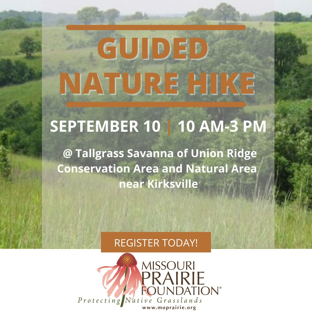 grownativemo's tweet photo. Sign up today to join Mike Leahy, MPF technical advisor and ecologist with the Missouri Department of Conservation, for a guided hike at Union Ridge Conservation and Natural Area near Kirksville, the largest and most intact tallgrass savanna in Missouri.
https://t.co/LQjE2aHJS6 https://t.co/my41z9XiRr