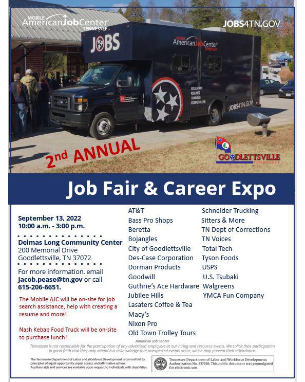 WF_Essentials's tweet photo. Check out this Job Fair & Career Expo in Goodlettsville!
#workforceessentials #tnjobs https://t.co/VlN68s0WIQ