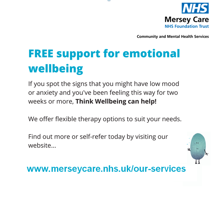 Mersey_Care's tweet photo. #ThinkWellbeing π
Our Think Wellbeing service offers free #NHS therapy for people who live in #Halton #Knowsley or #StHelens who are struggling with #anxiety or #depression π
Find out more and self refer today β¬
https://t.co/l9h2DdQT5i
#NHS #TalkingTherapy #Stress https://t.co/QbK8zrgEiR