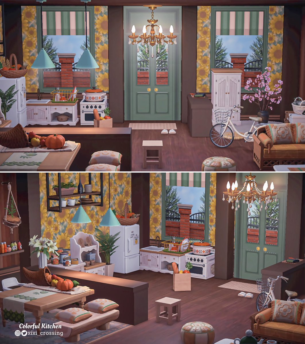 xixi_playing's tweet photo. A kitchen leading to the backyard 🪴 #ACNH #AnimalCrossing https://t.co/JKBvNBbLyp