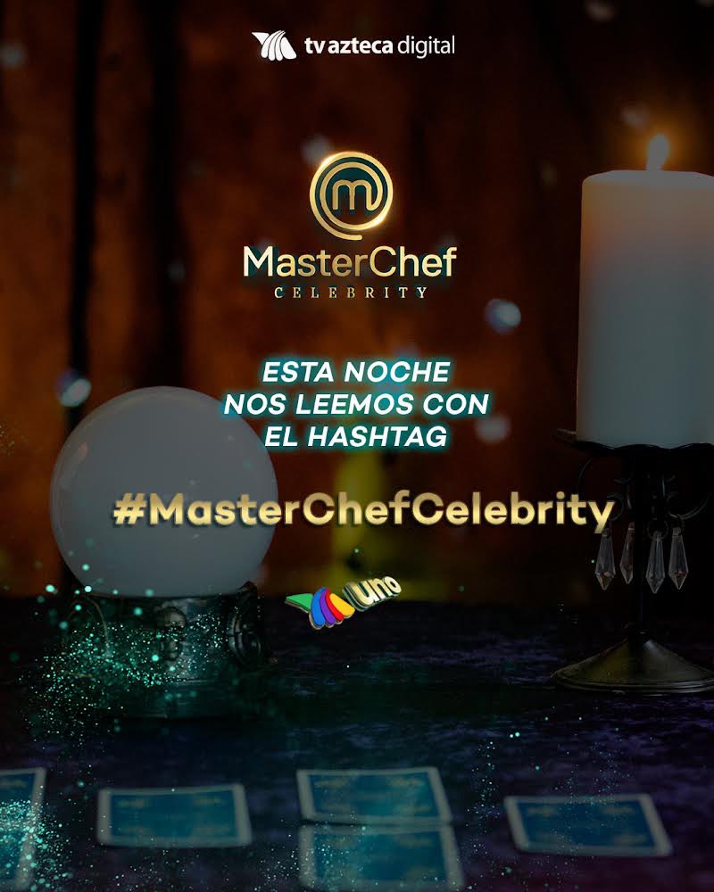 ¡Esta noche conversaremos con el #MasterChefCelebrity! 🔮📱🔥 Te esperamos a las 8:00 p.m., por <a href="/AztecaUNO/">Azteca UNO</a>. 👩🏻‍🍳👨🏻‍🍳