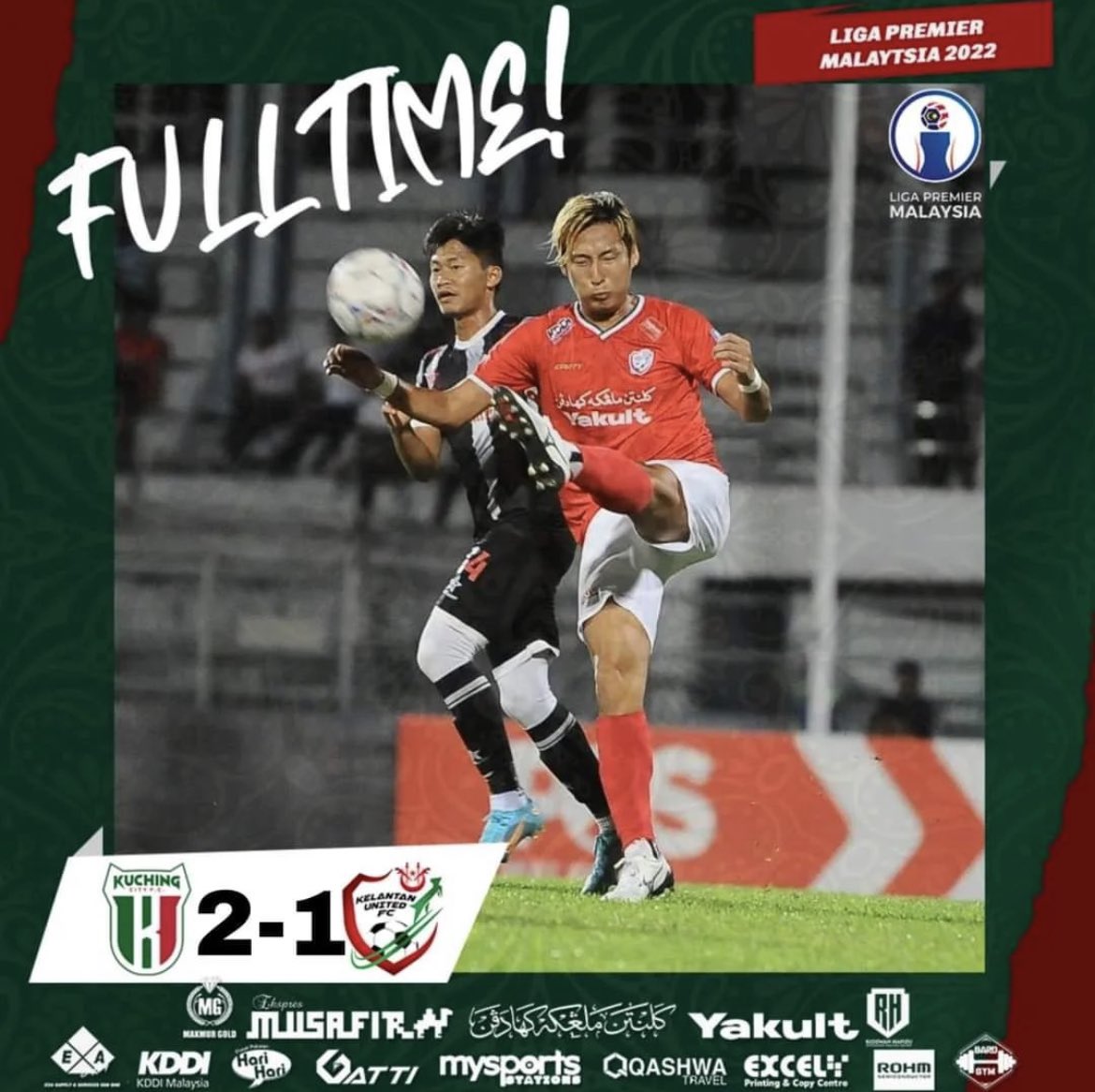 hamariver05281's tweet photo. Kuching City FC🇲🇾 2-1 Kelantan United FC🇲🇾

クチンシティFCは４連勝🎉🎉🎉
クランタンユナイテッドFCは3連勝ならず。。残念

#本山雅志 
#深井脩平 
#谷川由来 https://t.co/gEmiJNroRt