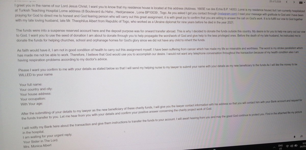 PimentelRhai's tweet photo. @BudiwatiJ Hi,  I am sorry for the twitting out of the blue, but I just want to notify you that somone is using your picture to scam people try email. Please refer to the attached file https://t.co/7RJEnLecve