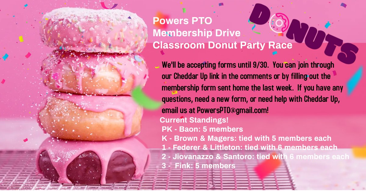 PowersPTO's tweet photo. Membership Donut Party Update! https://t.co/leY9il9g9H