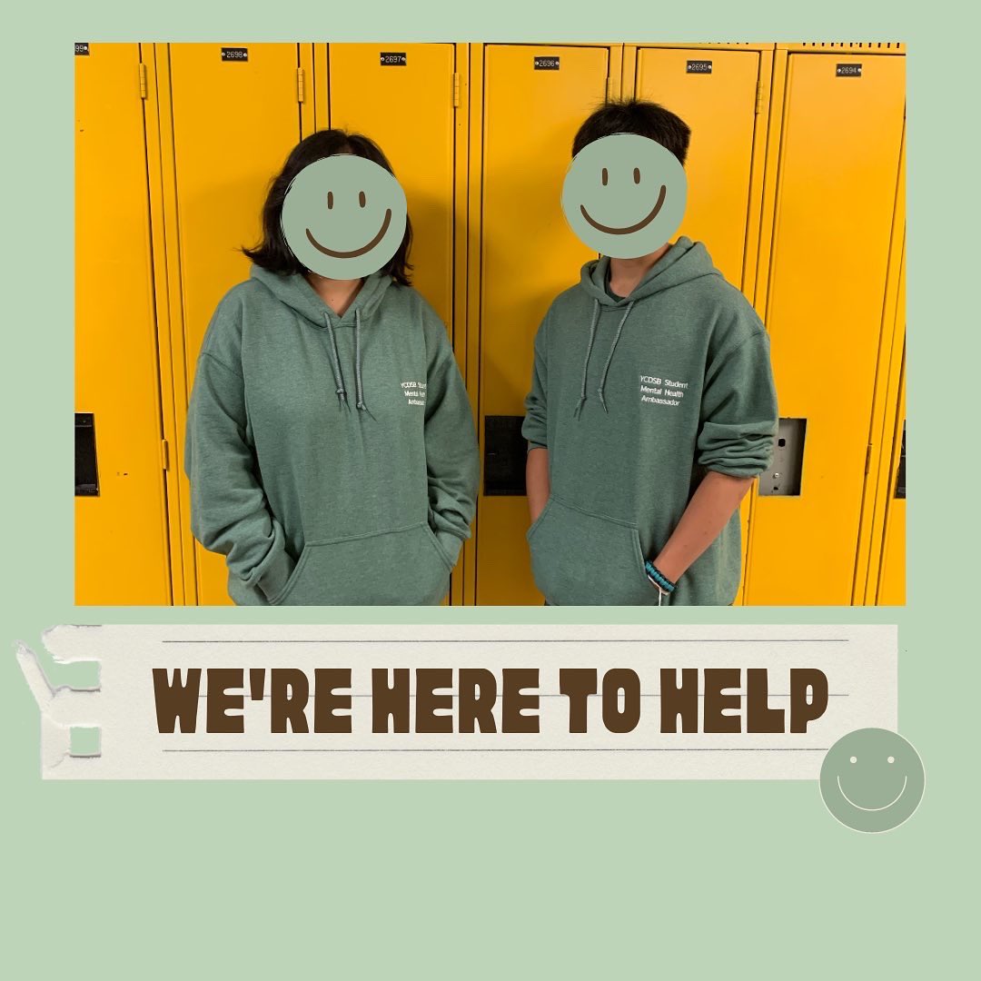 YCDSB_MH's tweet photo. So excited to share that we have Student Mental Health Ambassadors in our high schools! Look out for them as they share announcements and help bring more mental health awareness in our schools. @YCDSB https://t.co/ymjUpSpXQG