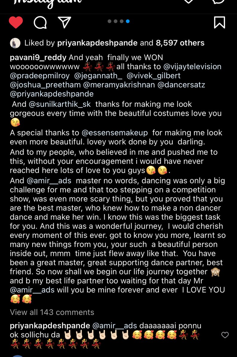 existinngg's tweet photo. Oye @Pavani9Reddy first of all congratulations for wining the title. Proud of you ♥️♥️
And I'm really really happy for ur decision. Stay blessed you both. Love you #Pavni! You deserve all the happiness in world. And @AmirADS2 please take care of our pavni.. https://t.co/5SeT0oeHjP