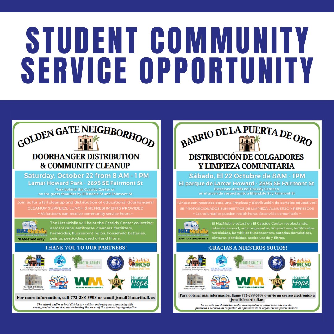 McsdVolunteers's tweet photo. @mcsdflorida students- The Martin County CRA is revitalizing and restoring neighborhoods and town centers of the #MartinCounty CRA areas. Help with the fall cleanup October 22 - lunch and supplies provided- &amp; earn your community service hours for scholarships! https://t.co/TBQK7Aqbl1