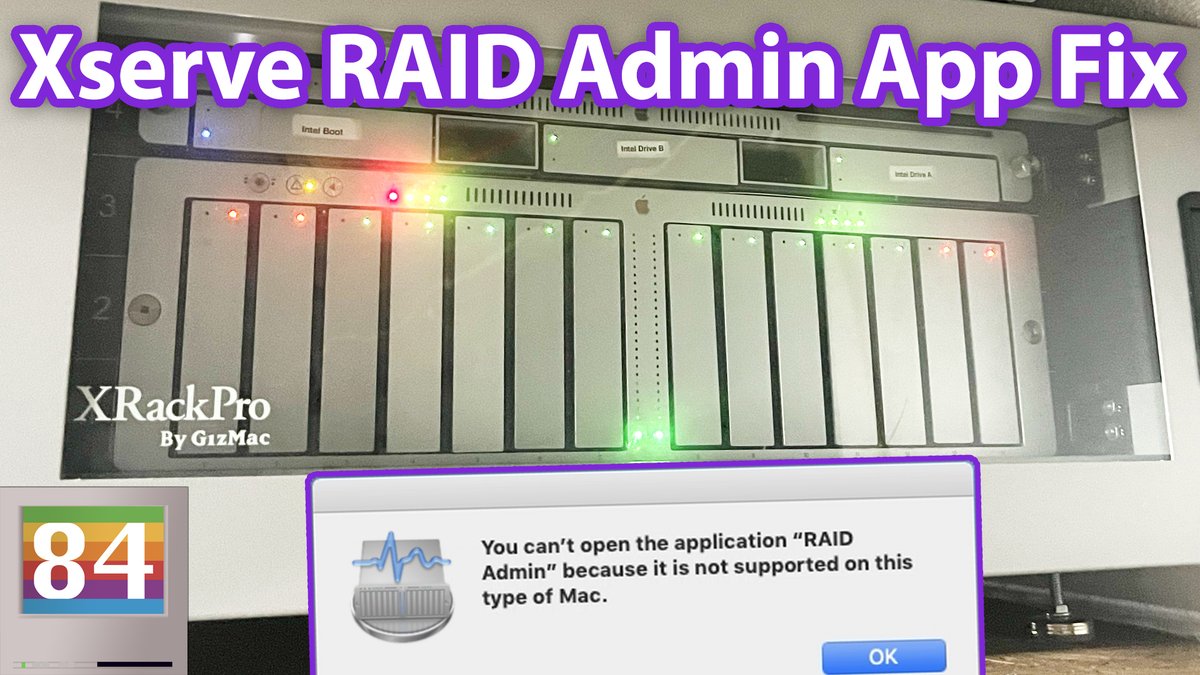 Mac84tv's tweet image. I&apos;ve been playing around with my Xserve RAID for a bit and figured out how to get the RAID Admin Tools app running on Mac OS El Capitan and Mojave... so I made a tutorial video about it: youtube.com/watch?v=v7eRP8…

#Xserve #XserveRAID #RAID #Server #MacOS #Apple