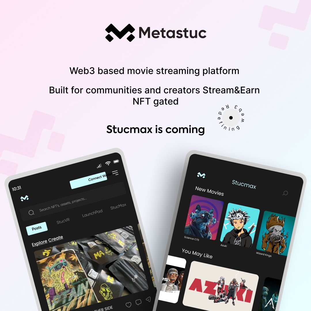 metastuc's tweet photo. Think NFTs outside the box of flip&amp;earn … real NFTs are utility backed,we are building a Web3 streaming platform that is NFt gated and staking enabled to reward creators 🔗🎉 STUCMAX is coming 🫥 https://t.co/6gYXehsnQ0