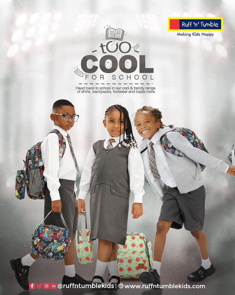 ikejacitymall's tweet photo. BACK TO SCHOOL: Too Cool For School!🥰❤️
All you need for your kids to be fully ready for school is right here at the #ruffntumblekids store at #ikejacitymall
———
#ruffntumble #kidmodel #kids #kidsfashionbook #fashionblogger #fashion #stylegram #model https://t.co/RIHnlU4LAK